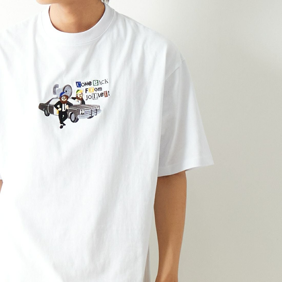 33Degrees [サーティースリーディグリーズ] 髭おじさんサガラ刺繍半袖Tシャツ [TDR-242-024] H WHITE