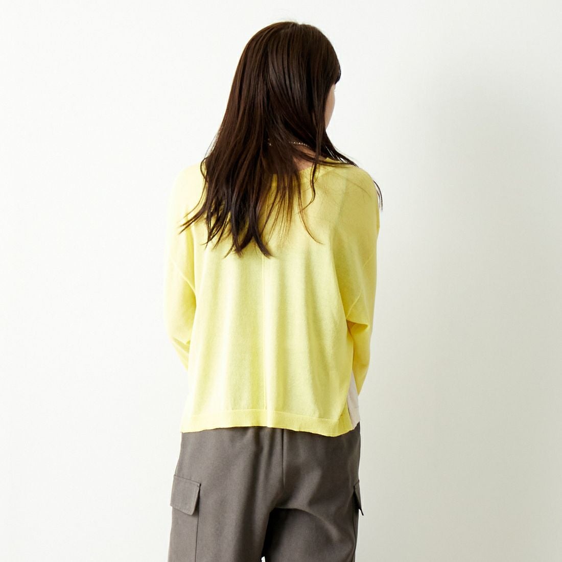 Jeans Factory Clothes [ジーンズファクトリークローズ] 2WAY UVカットカーディガン [116-5026] IVORY/YELL &&モデル身長：167cm 着用サイズ：F&&