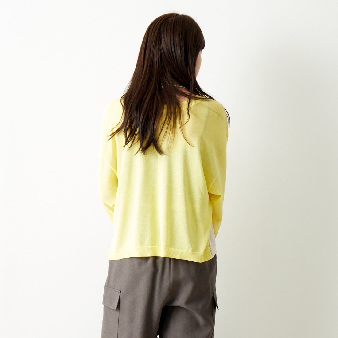 Jeans Factory Clothes [ジーンズファクトリークローズ] 2WAY UVカットカーディガン [116-5026] IVORY/YELL &&モデル身長：167cm 着用サイズ：F&&