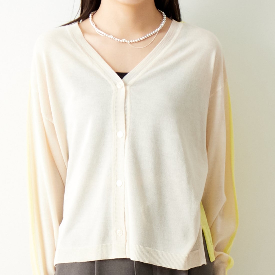 Jeans Factory Clothes [ジーンズファクトリークローズ] 2WAY UVカットカーディガン [116-5026] IVORY/YELL