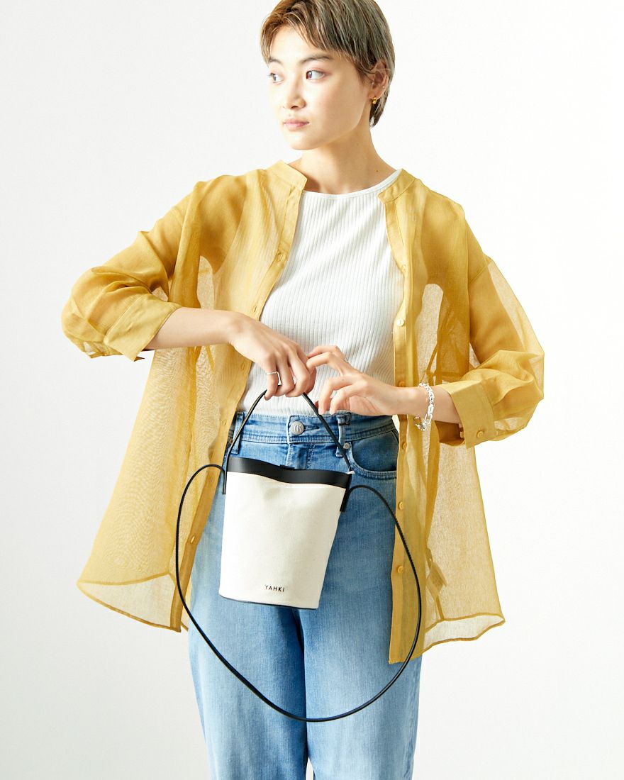 Jf Ready Made [ジェイエフレディメイド] シアーリネンバックリボンシャツ [754376] 53 ﾏｽﾀｰﾄﾞ &&モデル身長：160cm 着用サイズ：F&&