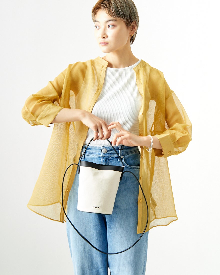 Jf Ready Made [ジェイエフレディメイド] シアーリネンバックリボンシャツ [754376] 53 ﾏｽﾀｰﾄﾞ &&モデル身長：160cm 着用サイズ：F&&