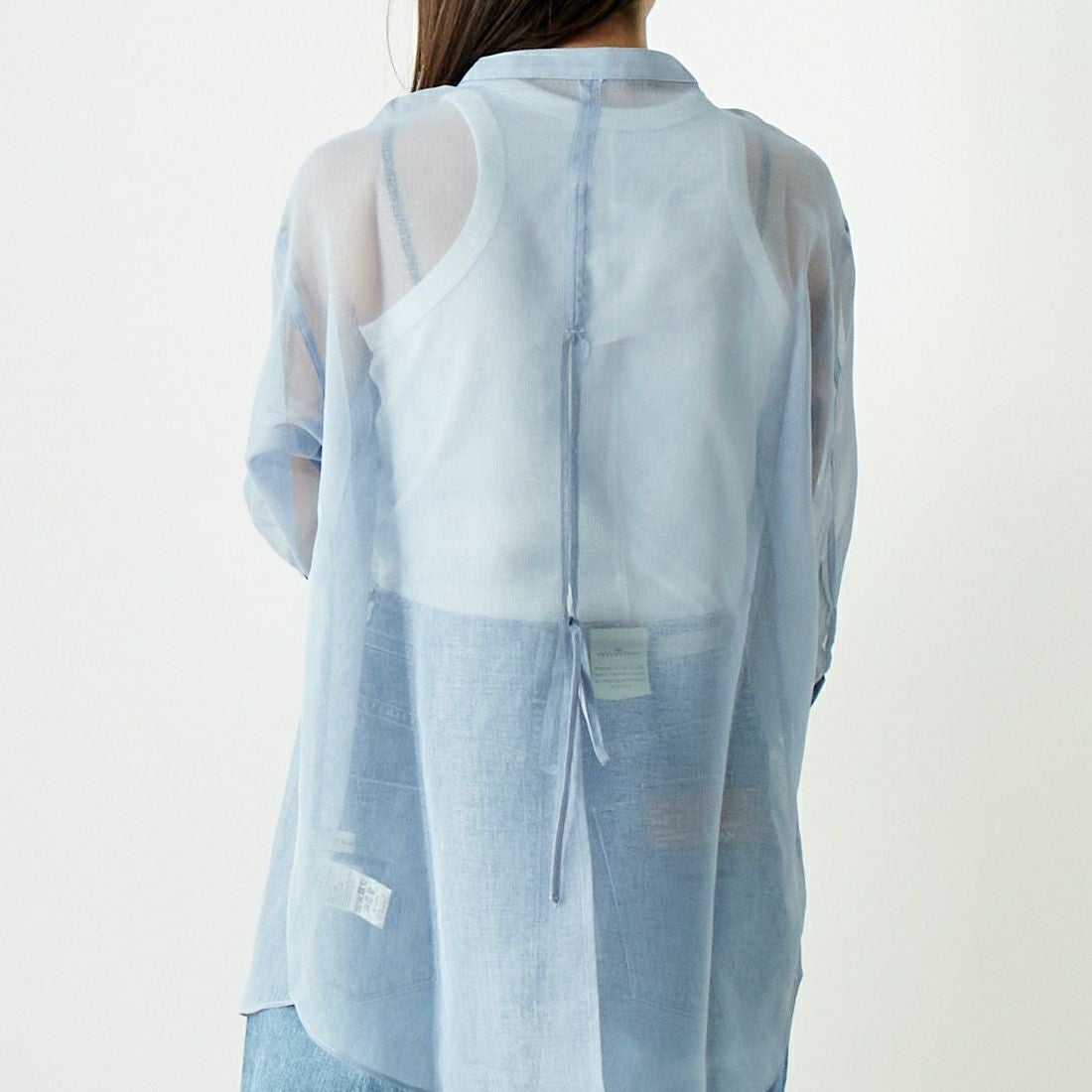 Jf Ready Made [ジェイエフレディメイド] シアーリネンバックリボンシャツ [754376] 86 ﾗｲﾄﾌﾞﾙｰ