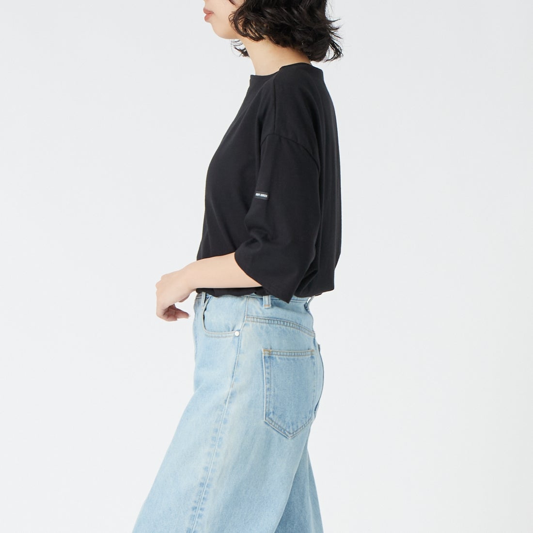ST.JAMES [セントジェームス] ピリアックルーズドロップTシャツ [21JC-8733-LEGR] NOIR &&モデル身長：162cm 着用サイズ：3&&