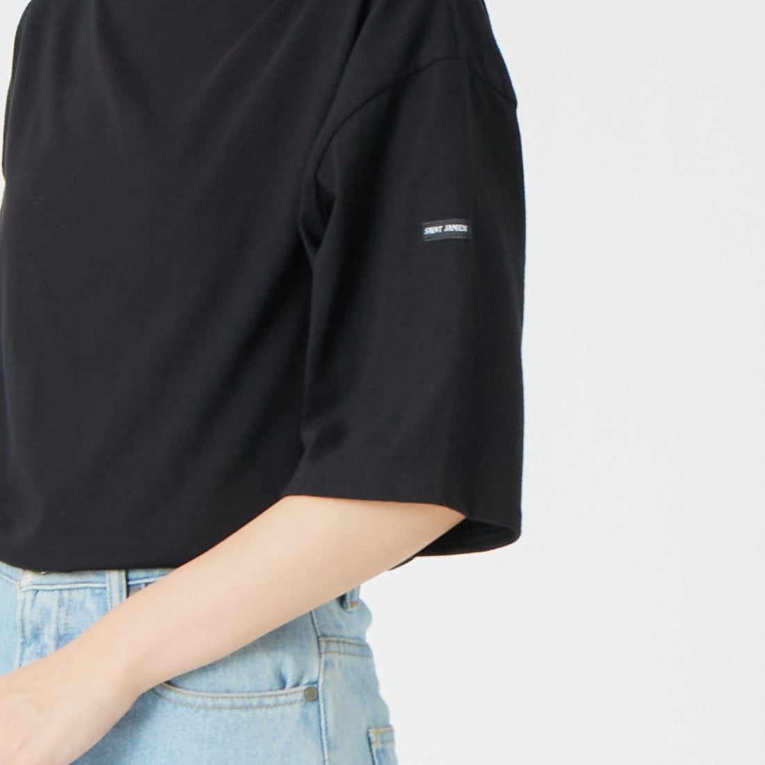 ST.JAMES [セントジェームス] ピリアックルーズドロップTシャツ [21JC-8733-LEGR] NOIR &&モデル身長：162cm 着用サイズ：3&&