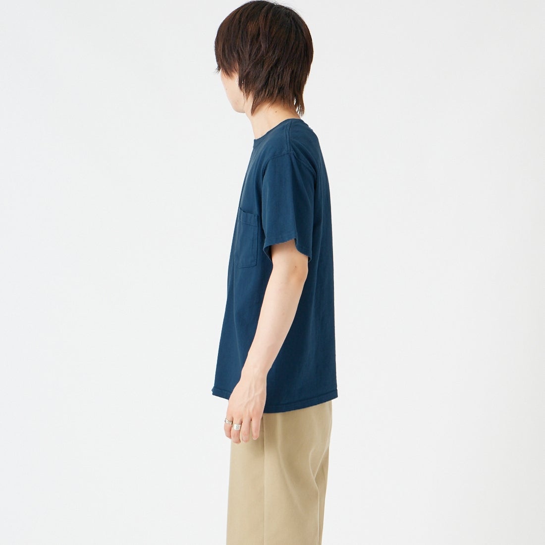 Goodwear [グッドウェア] レギュラーフィット 半袖Tシャツ [GDW-SSV-000100] NAVY &&モデル身長：177cm 着用サイズ：M&&
