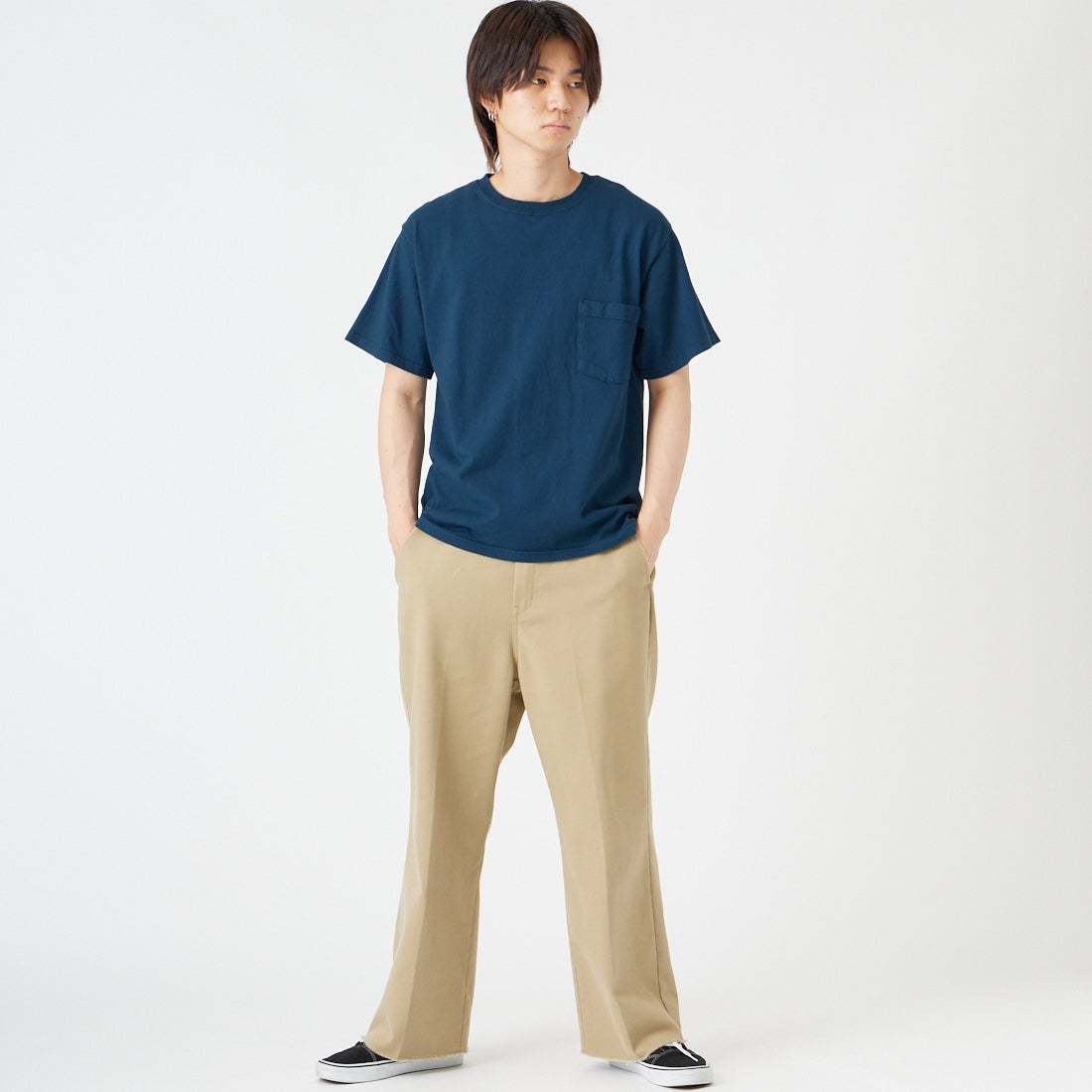 Goodwear [グッドウェア] レギュラーフィット 半袖Tシャツ [GDW-SSV-000100] NAVY &&モデル身長：177cm 着用サイズ：M&&