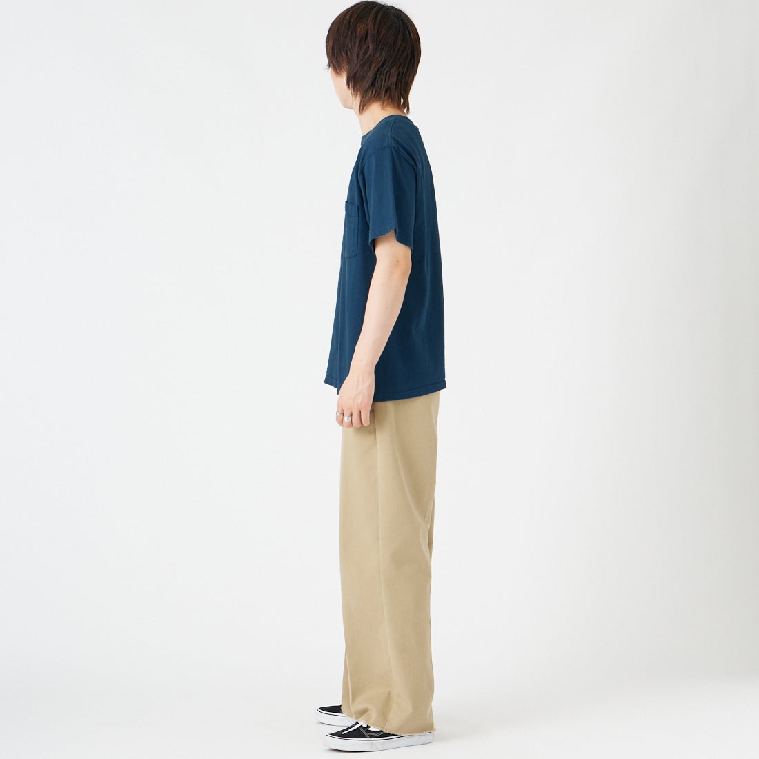 Goodwear [グッドウェア] レギュラーフィット 半袖Tシャツ [GDW-SSV-000100] NAVY &&モデル身長：177cm 着用サイズ：M&&