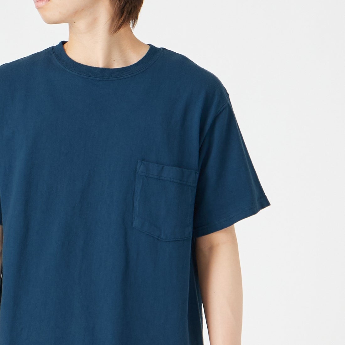 Goodwear [グッドウェア] レギュラーフィット 半袖Tシャツ [GDW-SSV-000100] NAVY &&モデル身長：177cm 着用サイズ：M&&