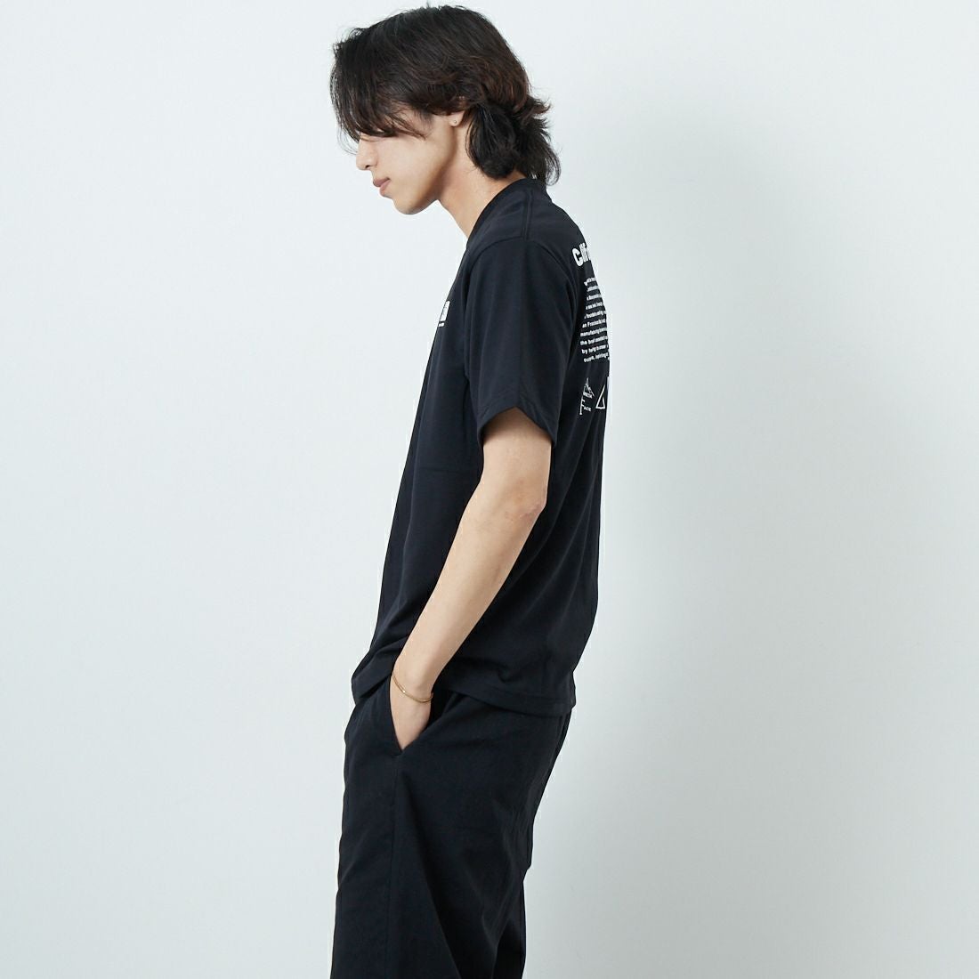 THE NORTH FACE [ザ ノースフェイス] ショートスリーブ ヒストリカルロゴTシャツ [NT32407] K &&モデル身長：179cm 着用サイズ：M&&