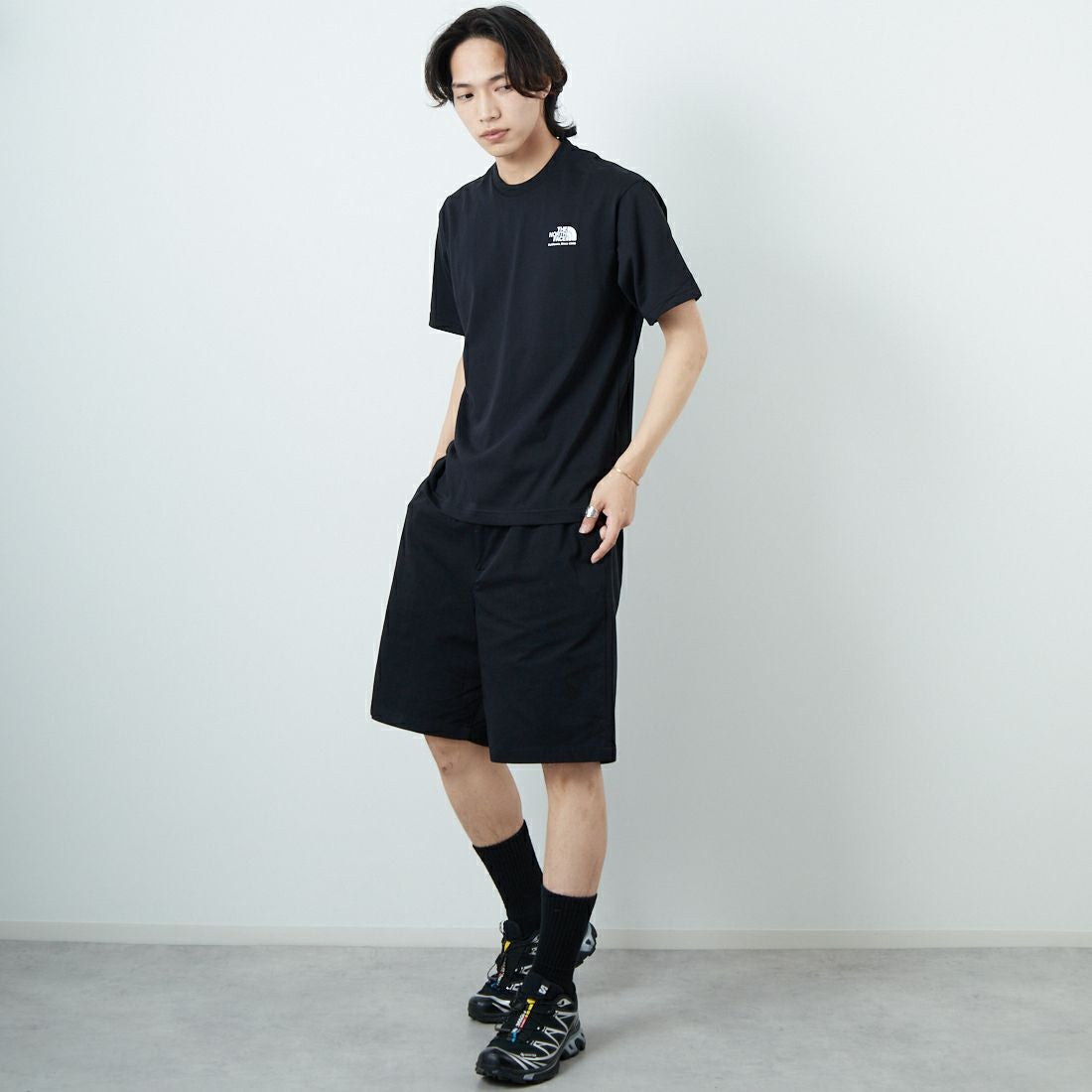 THE NORTH FACE [ザ ノースフェイス] ショートスリーブ ヒストリカルロゴTシャツ [NT32407] K &&モデル身長：179cm 着用サイズ：M&&