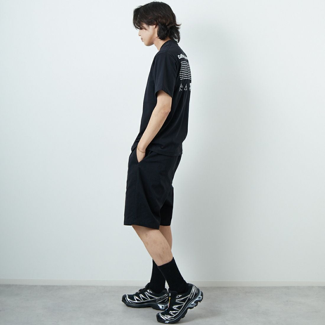 THE NORTH FACE [ザ ノースフェイス] ショートスリーブ ヒストリカルロゴTシャツ [NT32407] K &&モデル身長：179cm 着用サイズ：M&&