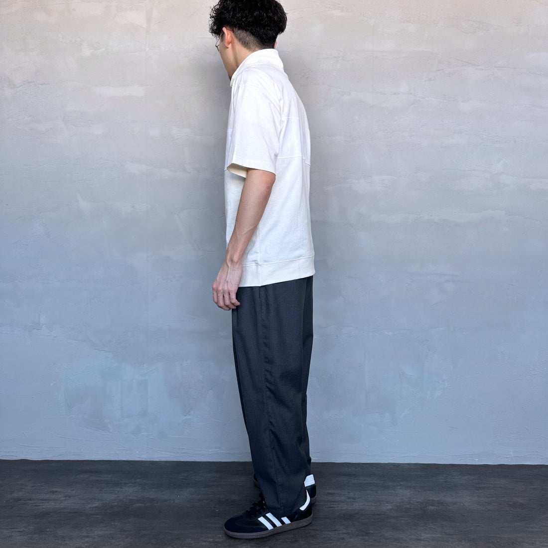 U.S.POLO ASSN. [ユーエスポロアッスン] 別注 ハーフジップ ショートスリーブTシャツ [PLM42217IN-JF] ｱｲﾎﾞﾘｰ &&モデル身長：168cm 着用サイズ：S&&