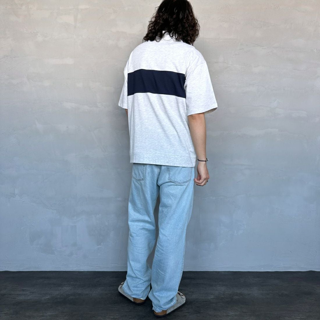 U.S.POLO ASSN. [ユーエスポロアッスン] 別注 ハーフジップ ショートスリーブTシャツ [PLM42217IN-JF] Aｸﾞﾚｰ &&モデル身長：173cm 着用サイズ：M&&