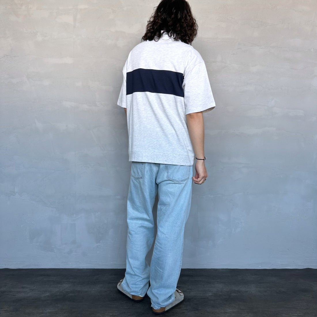 U.S.POLO ASSN. [ユーエスポロアッスン] 別注 ハーフジップ ショートスリーブTシャツ [PLM42217IN-JF] Aｸﾞﾚｰ &&モデル身長：173cm 着用サイズ：M&&