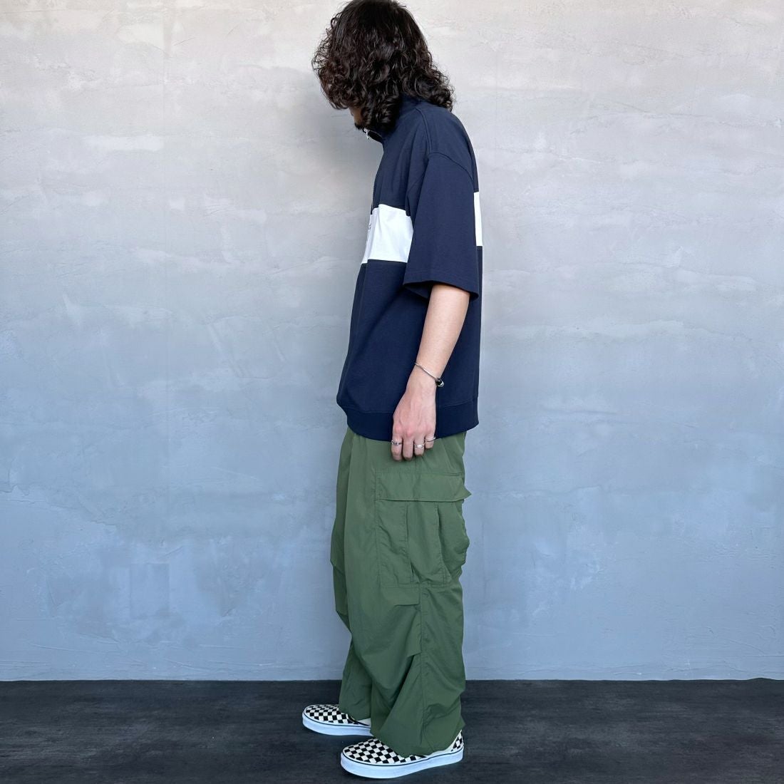 U.S.POLO ASSN. [ユーエスポロアッスン] 別注 ハーフジップ ショートスリーブTシャツ [PLM42217IN-JF] ﾈｲﾋﾞｰ &&モデル身長：173cm 着用サイズ：L&&