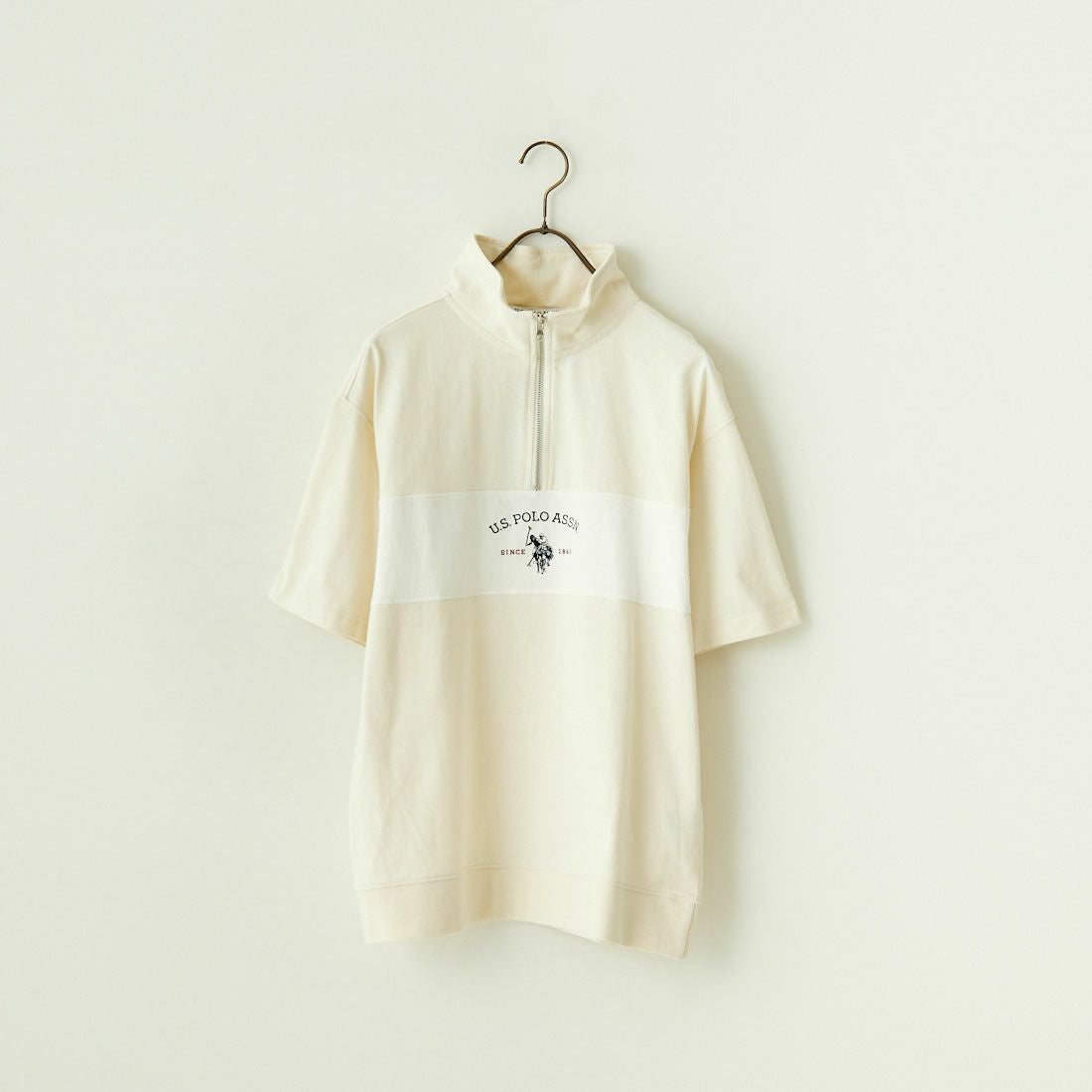 U.S.POLO ASSN. [ユーエスポロアッスン] 別注 ハーフジップ ショートスリーブTシャツ [PLM42217IN-JF] ｱｲﾎﾞﾘｰ