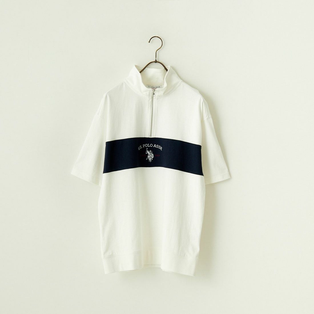 U.S.POLO ASSN. [ユーエスポロアッスン] 別注 ハーフジップ ショートスリーブTシャツ [PLM42217IN-JF] ﾎﾜｲﾄ