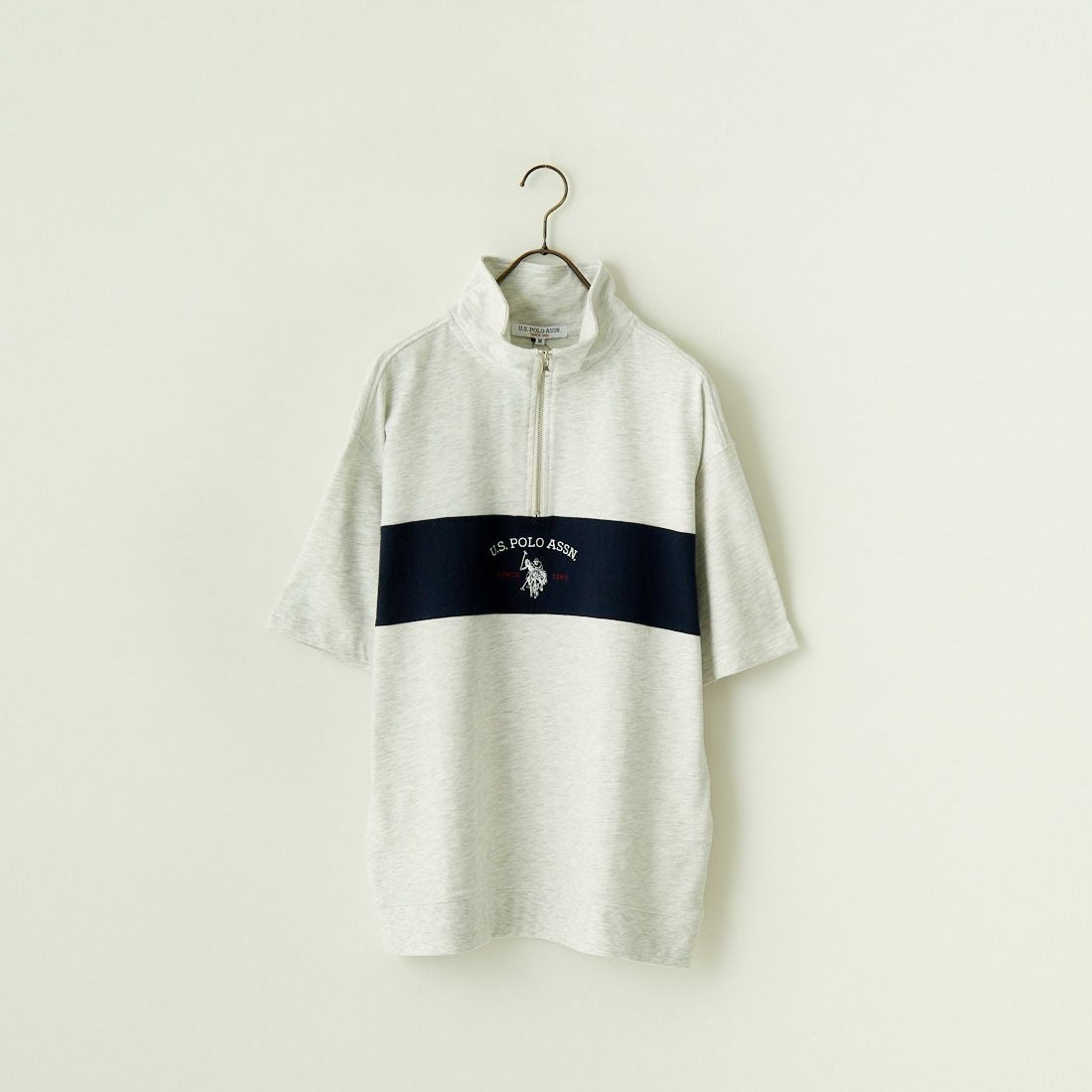 U.S.POLO ASSN. [ユーエスポロアッスン] 別注 ハーフジップ ショートスリーブTシャツ [PLM42217IN-JF] Aｸﾞﾚｰ