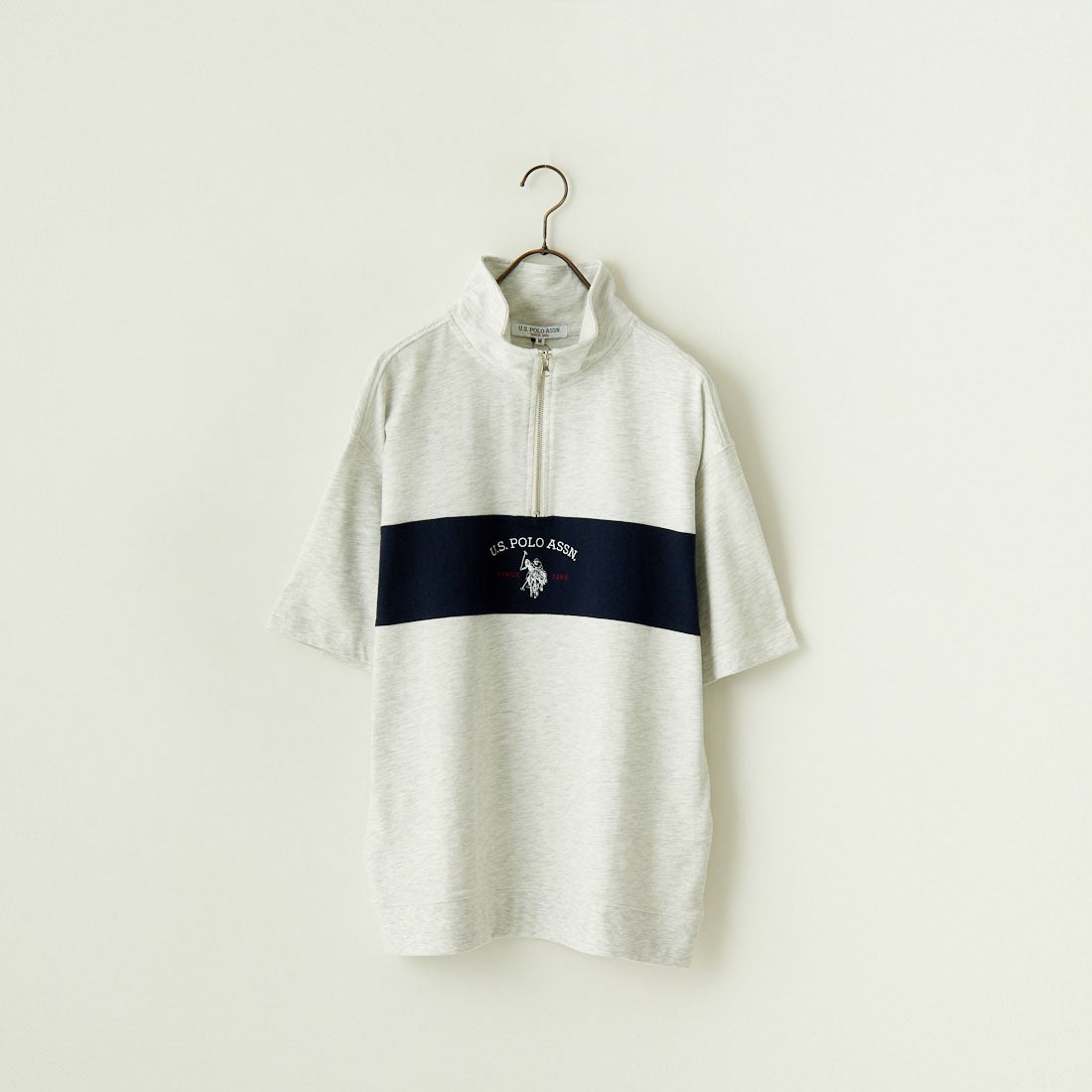 U.S.POLO ASSN. [ユーエスポロアッスン] 別注 ハーフジップ ショートスリーブTシャツ [PLM42217IN-JF] Aｸﾞﾚｰ