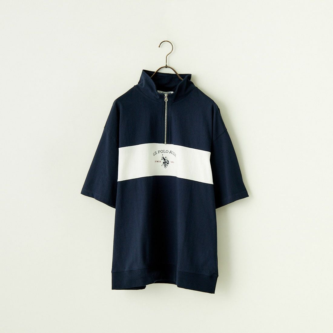 U.S.POLO ASSN. [ユーエスポロアッスン] 別注 ハーフジップ ショートスリーブTシャツ [PLM42217IN-JF] ﾈｲﾋﾞｰ