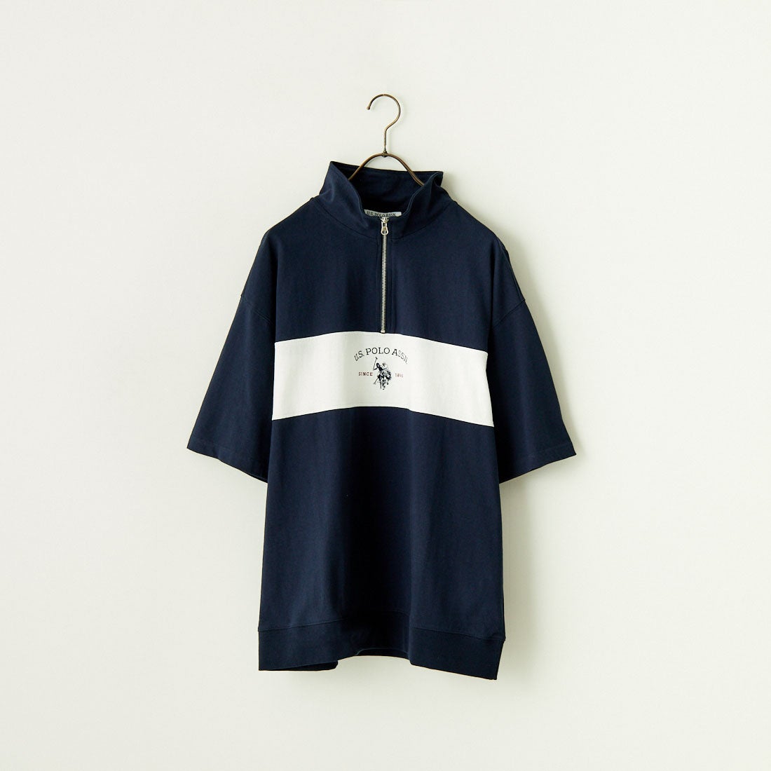 U.S.POLO ASSN. [ユーエスポロアッスン] 別注 ハーフジップ ショートスリーブTシャツ [PLM42217IN-JF] ﾈｲﾋﾞｰ