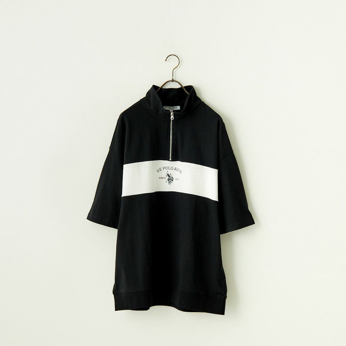 U.S.POLO ASSN. [ユーエスポロアッスン] 別注 ハーフジップ ショートスリーブTシャツ [PLM42217IN-JF] ﾌﾞﾗｯｸ