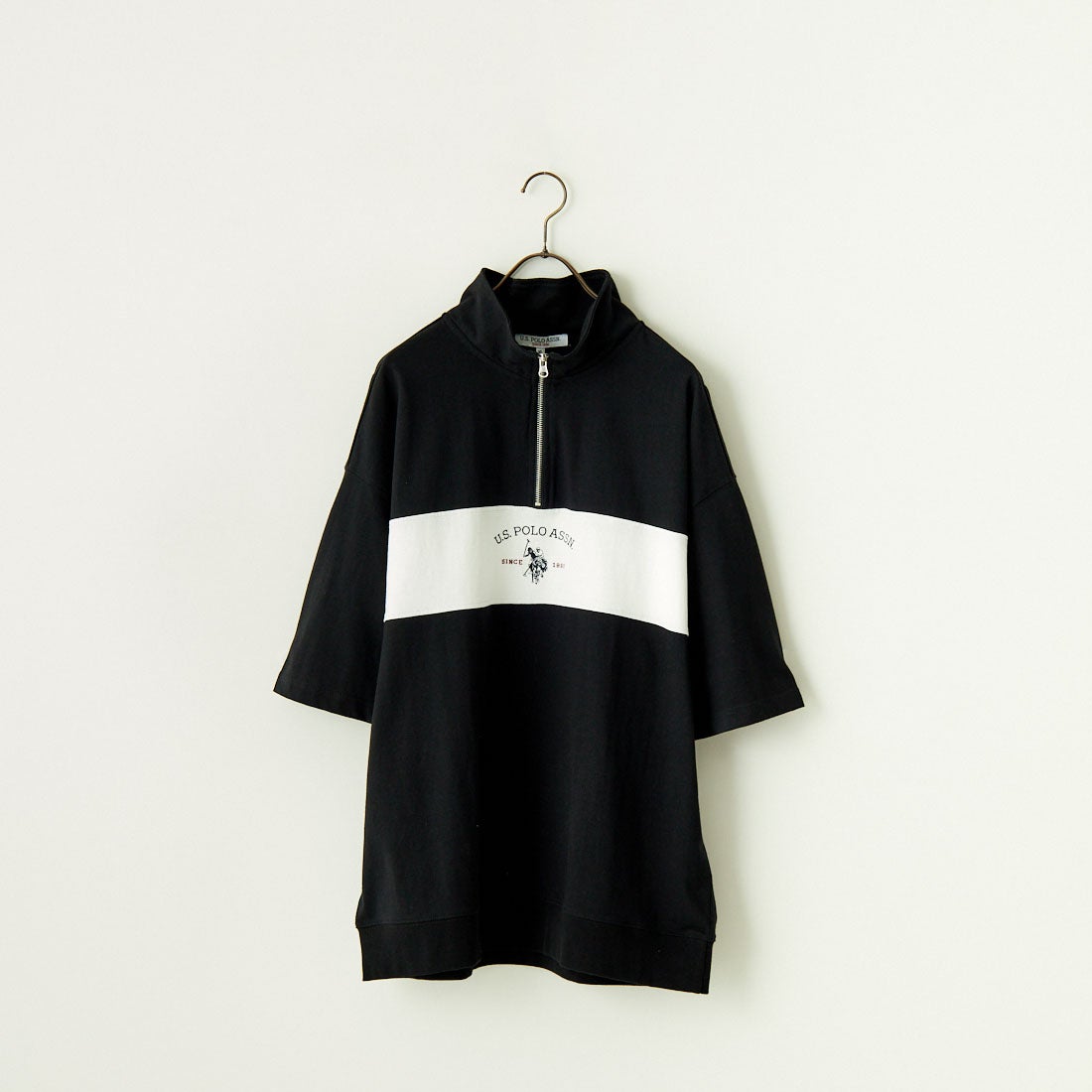 U.S.POLO ASSN. [ユーエスポロアッスン] 別注 ハーフジップ ショートスリーブTシャツ [PLM42217IN-JF] ﾌﾞﾗｯｸ