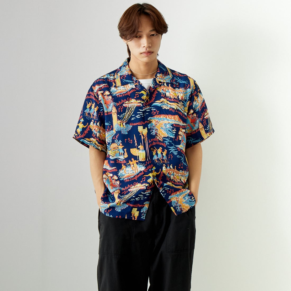 128 NAVY&&モデル身長：179cm 着用サイズ：L&&