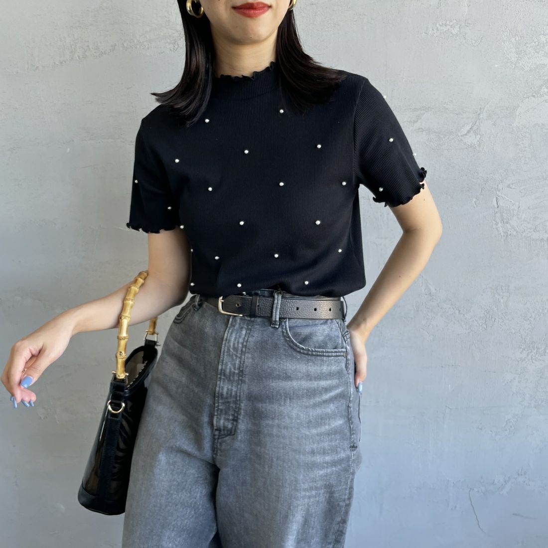 09 BLACK&&モデル身長：163cm 着用サイズ：F&&