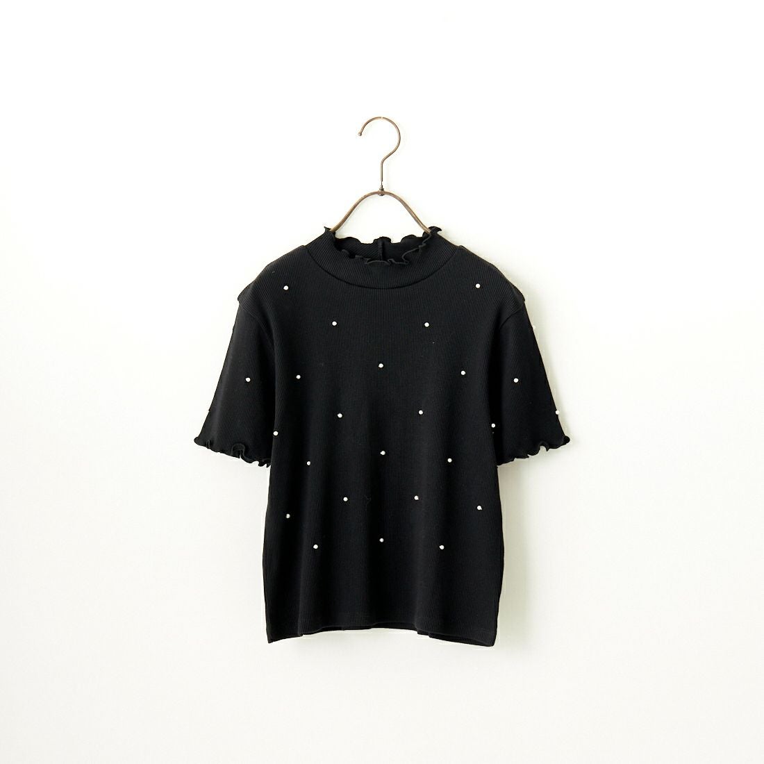 By/m [バイエム] クロップド丈 パールデザインカットソー [24112100] 09 BLACK