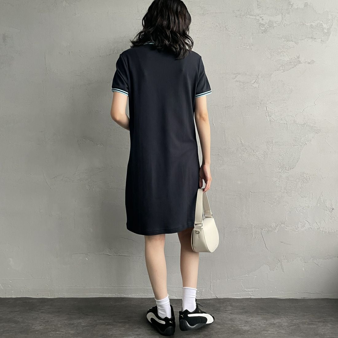 FRED PERRY [フレッドペリー] ツインティップドドレス [D3600] Y60 NAVY/M &&モデル身長：160cm 着用サイズ：10&&