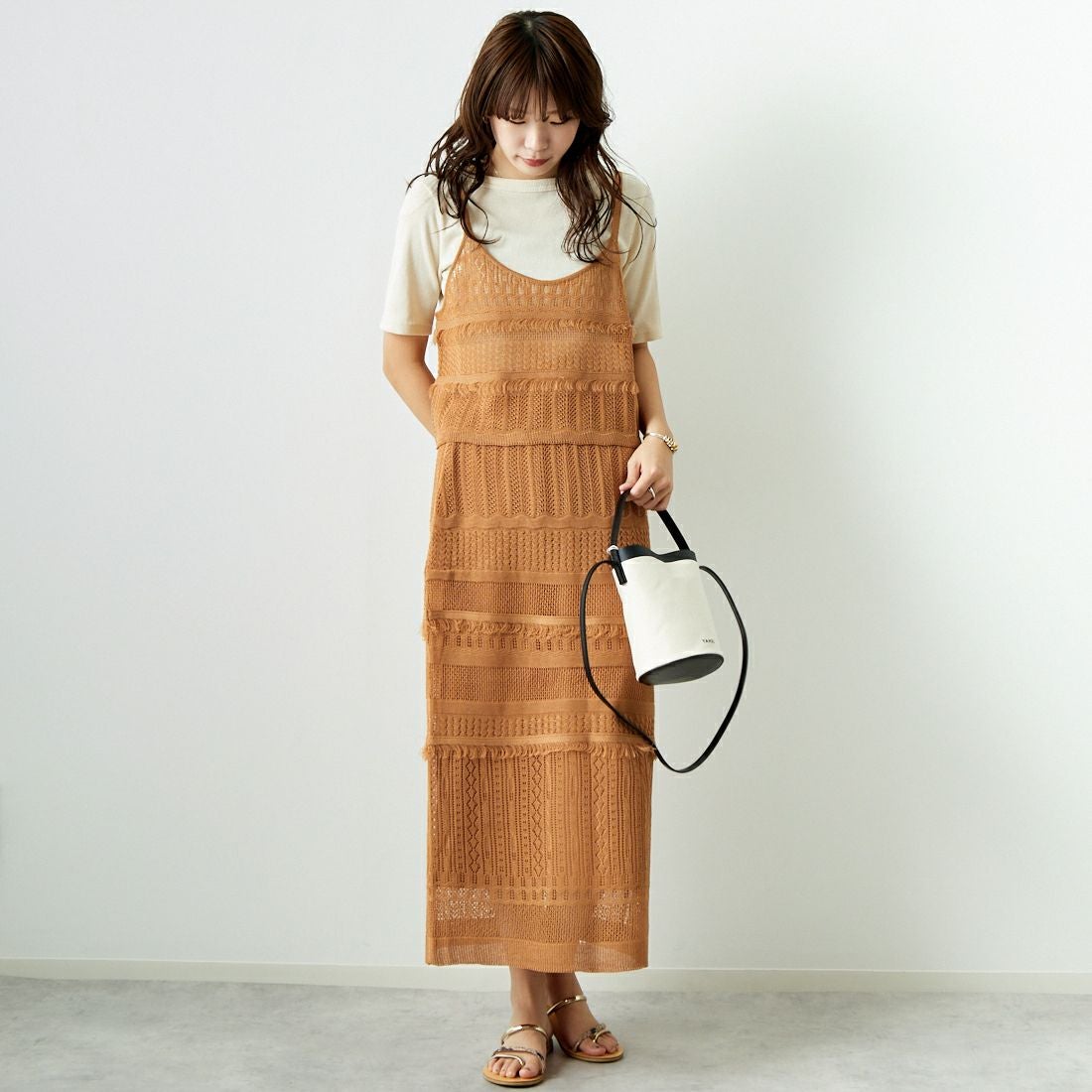 Jeans Factory Clothes [ジーンズファクトリークローズ] メッシュフリンジスカート [11242812] ﾓｶ &&モデル身長：167cm 着用サイズ：F&&