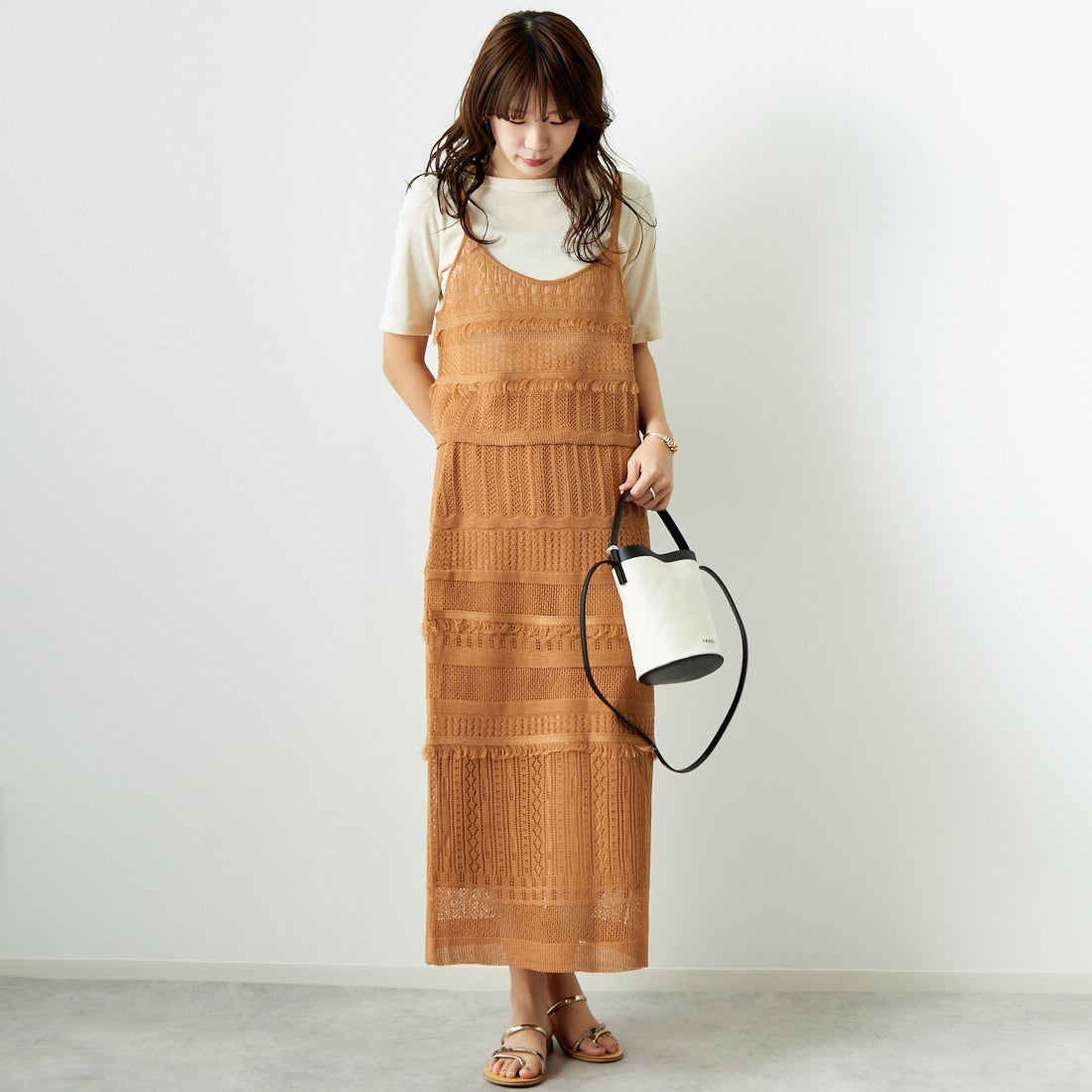 Jeans Factory Clothes [ジーンズファクトリークローズ] メッシュフリンジスカート [11242812] ﾓｶ &&モデル身長：167cm 着用サイズ：F&&