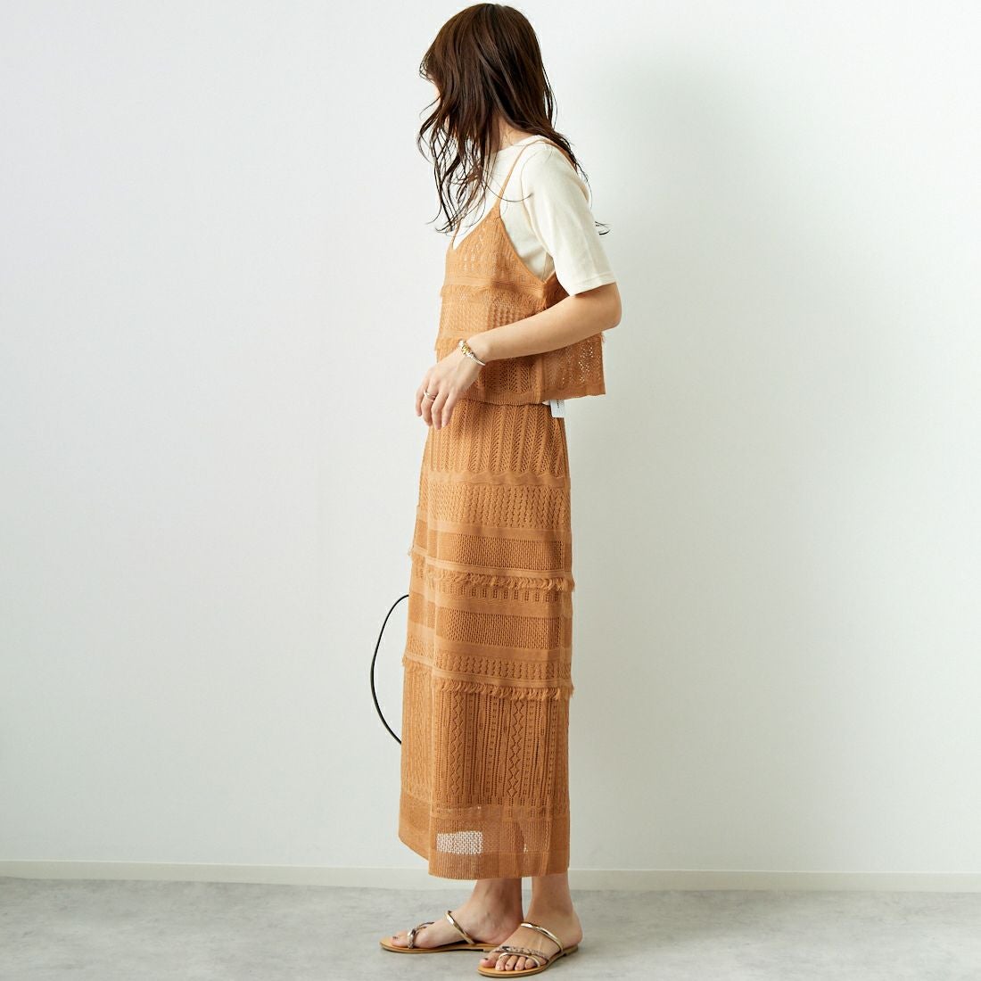 Jeans Factory Clothes [ジーンズファクトリークローズ] メッシュフリンジスカート [11242812] ﾓｶ &&モデル身長：167cm 着用サイズ：F&&