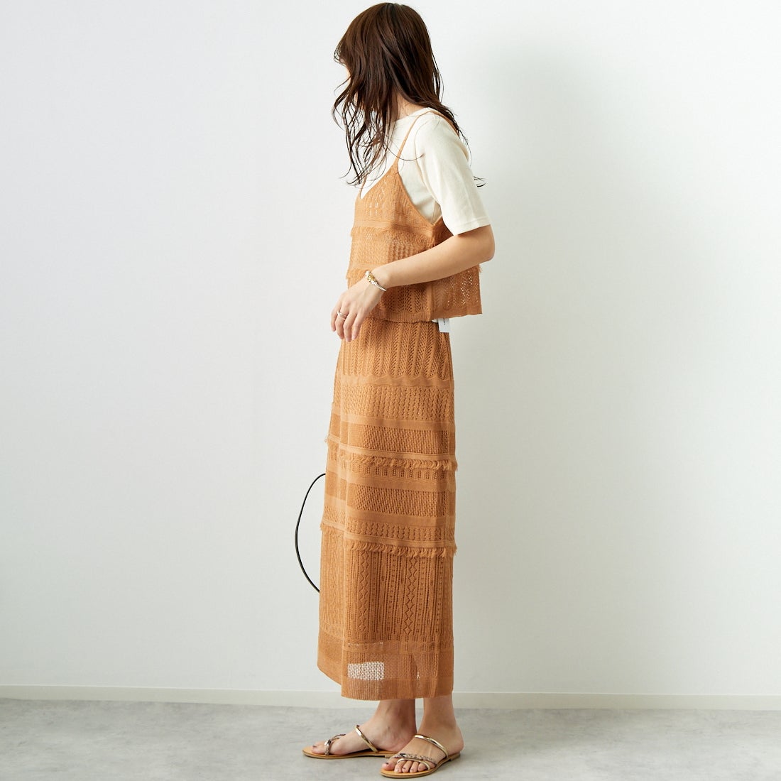 Jeans Factory Clothes [ジーンズファクトリークローズ] メッシュフリンジスカート [11242812] ﾓｶ &&モデル身長：167cm 着用サイズ：F&&