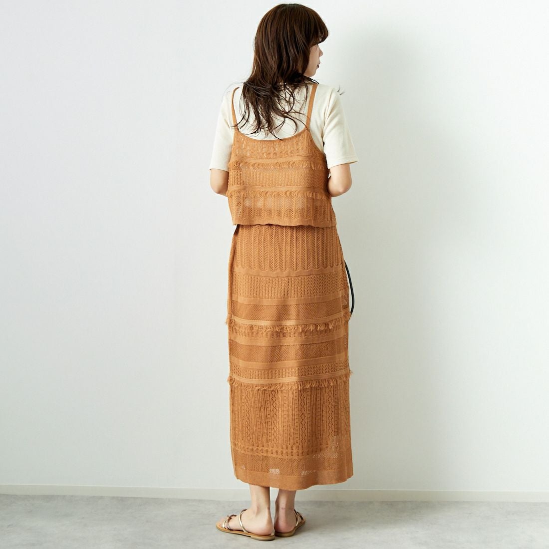 Jeans Factory Clothes [ジーンズファクトリークローズ] メッシュフリンジスカート [11242812] ﾓｶ &&モデル身長：167cm 着用サイズ：F&&