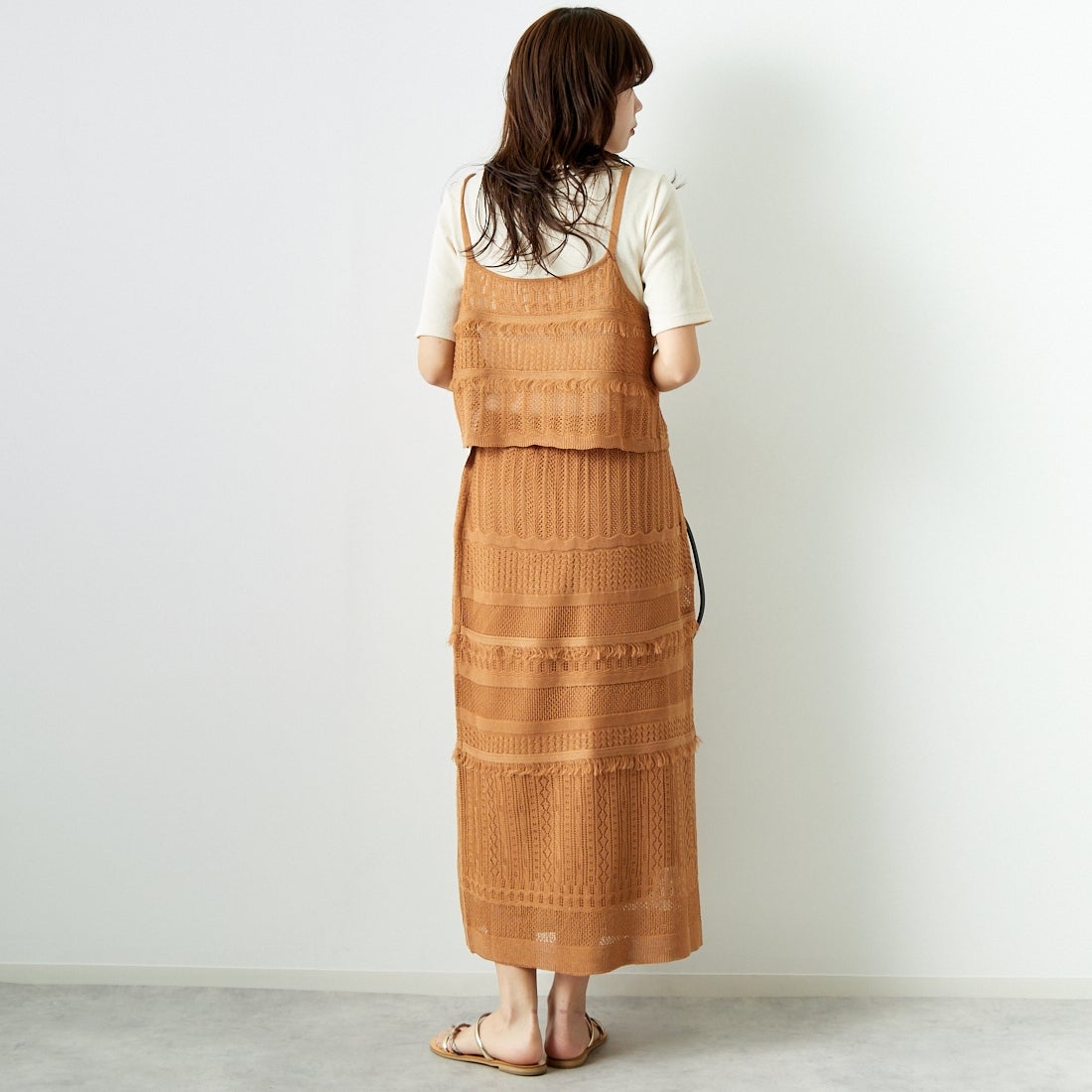 Jeans Factory Clothes [ジーンズファクトリークローズ] メッシュフリンジスカート [11242812] ﾓｶ &&モデル身長：167cm 着用サイズ：F&&