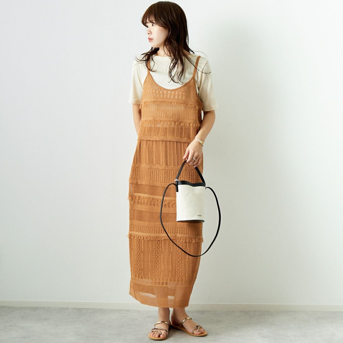 Jeans Factory Clothes [ジーンズファクトリークローズ] メッシュフリンジスカート [11242812] ﾓｶ &&モデル身長：167cm 着用サイズ：F&&