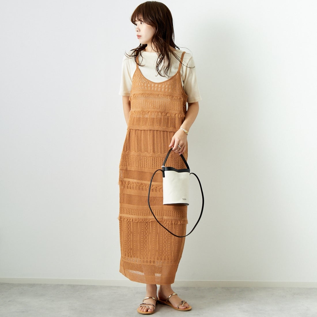 Jeans Factory Clothes [ジーンズファクトリークローズ] メッシュフリンジスカート [11242812] ﾓｶ &&モデル身長：167cm 着用サイズ：F&&