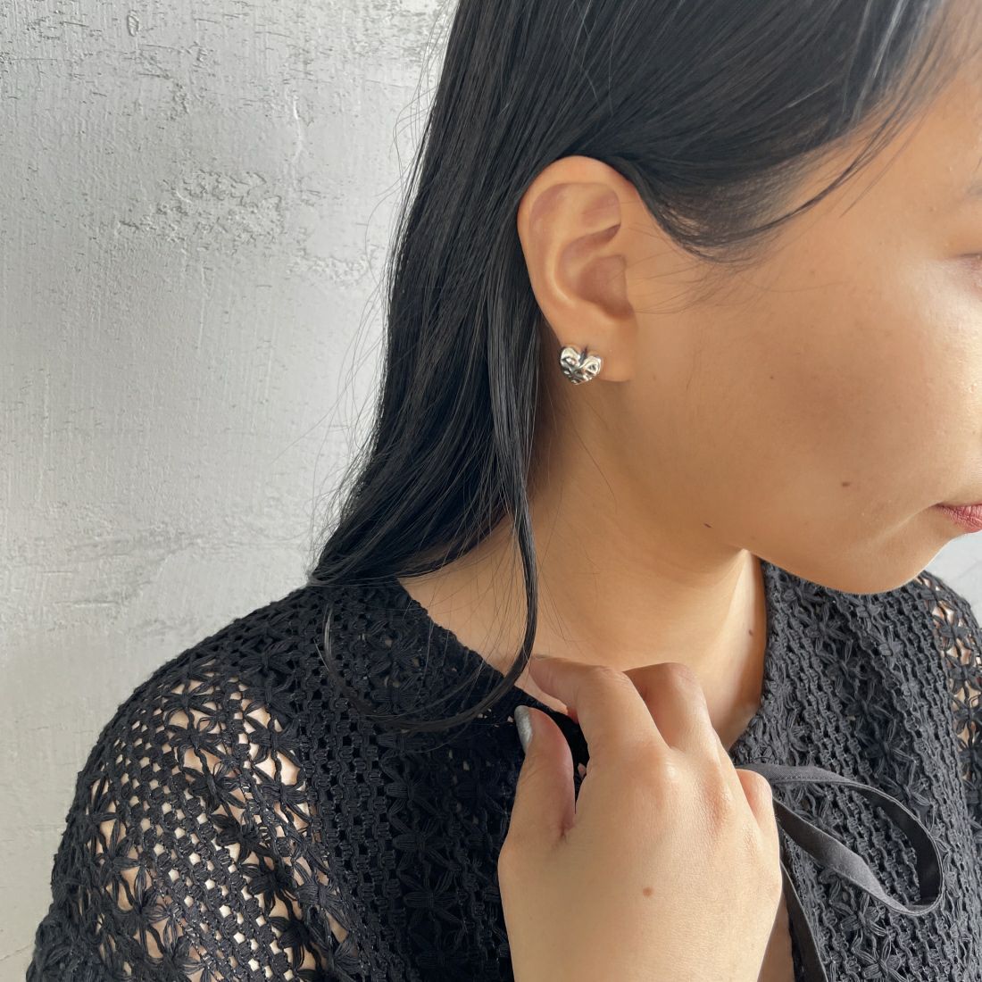 aura [オーラ] ヴィンテージハートピアス [A-P009] SILVER