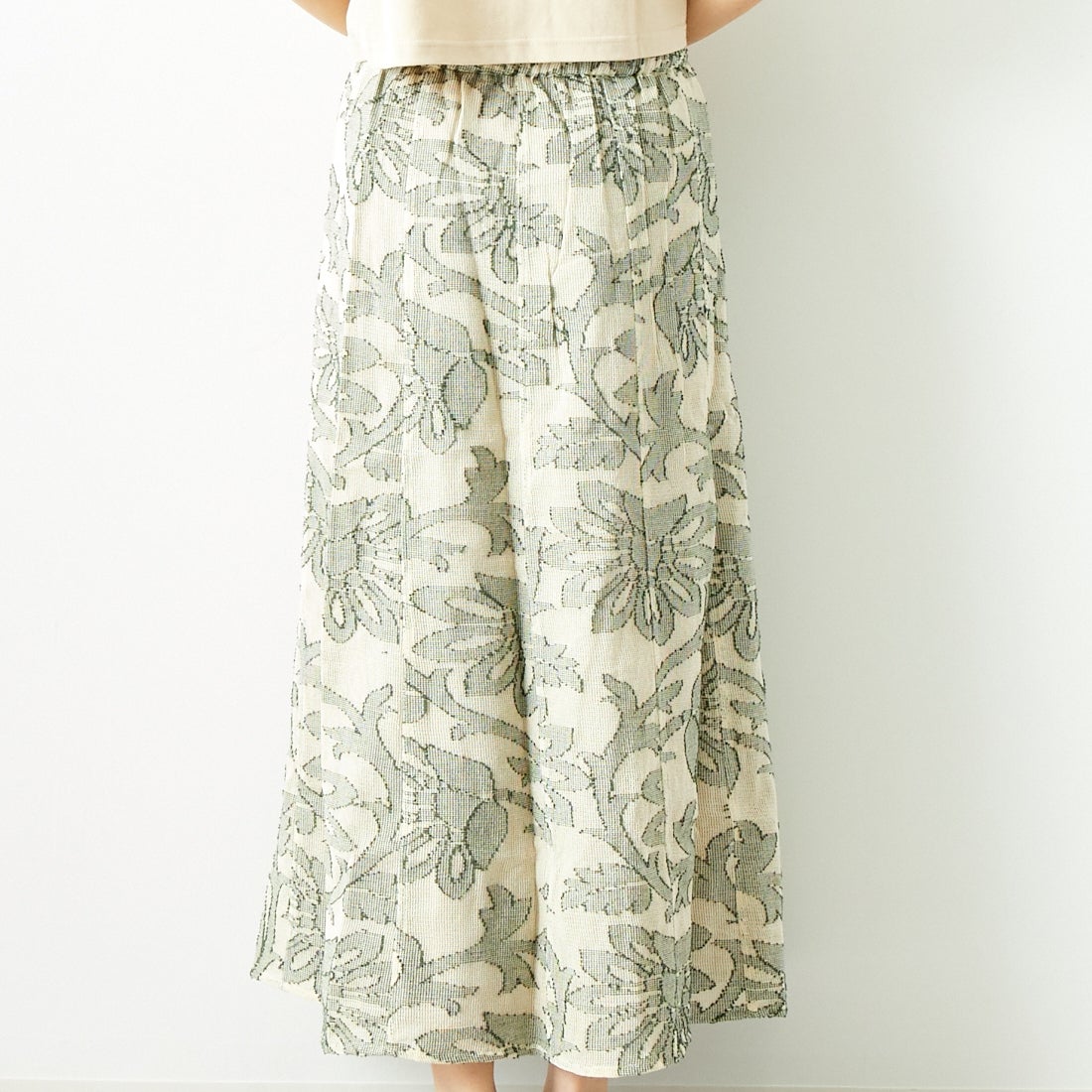 Jeans Factory Clothes [ジーンズファクトリークローズ] ネットカットジャガードフレアスカート [24771-PF] GREEN