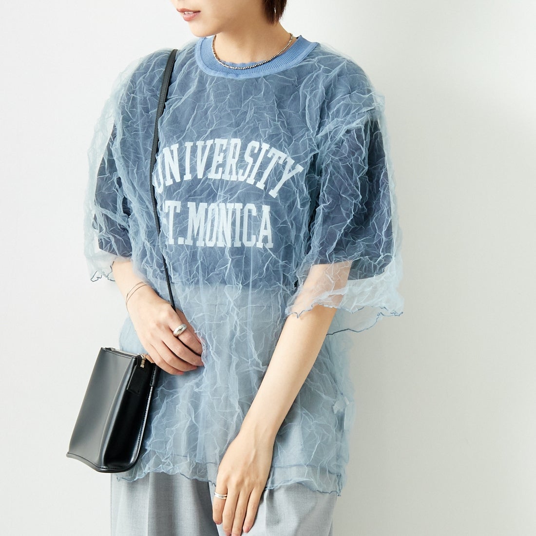 CHIGNON [シニヨン] チュールワッシャーTシャツ [9243-603LA] BLUE