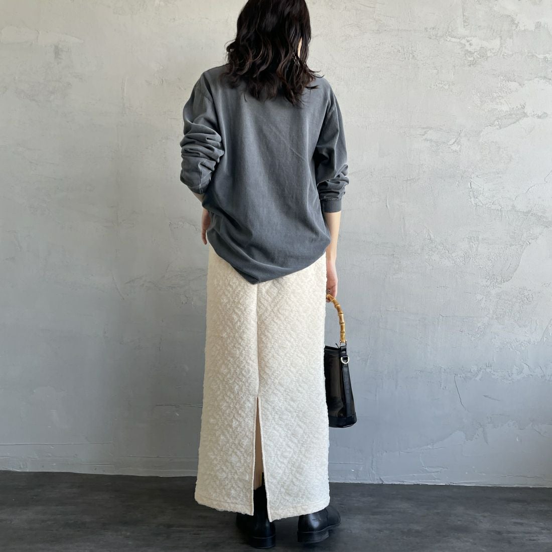 By/m [バイエム] ふくれジャガード ナローロングスカート [24122014] 02 OFF &&モデル身長：160cm 着用サイズ：F&&