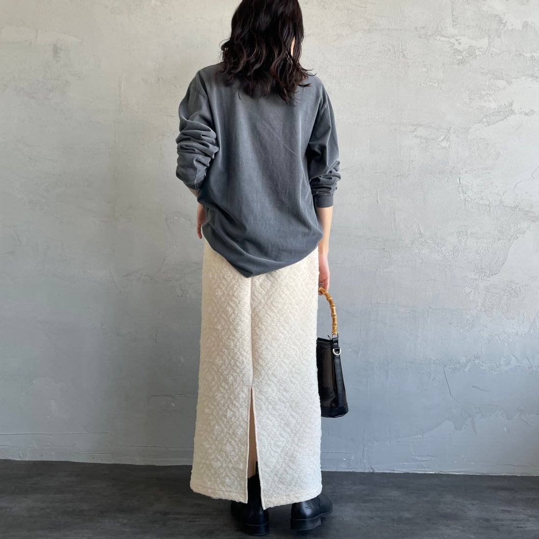 By/m [バイエム] ふくれジャガード ナローロングスカート [24122014] 02 OFF &&モデル身長：160cm 着用サイズ：F&&