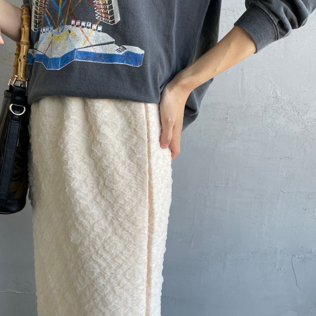 By/m [バイエム] ふくれジャガード ナローロングスカート [24122014] 02 OFF &&モデル身長：160cm 着用サイズ：F&&