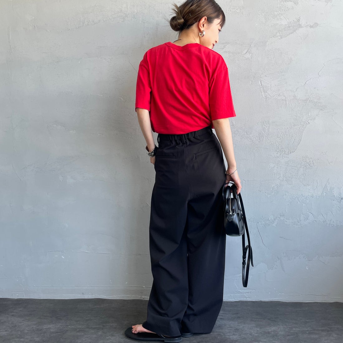MEYAME [メヤメ] ブランクTシャツ [MEY-1874] RED &&モデル身長：150cm 着用サイズ：F&&