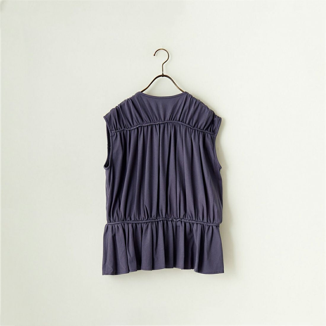 USINE [ユジーヌ] リボンギャザーTシャツ [2420803] BLUE GRAY