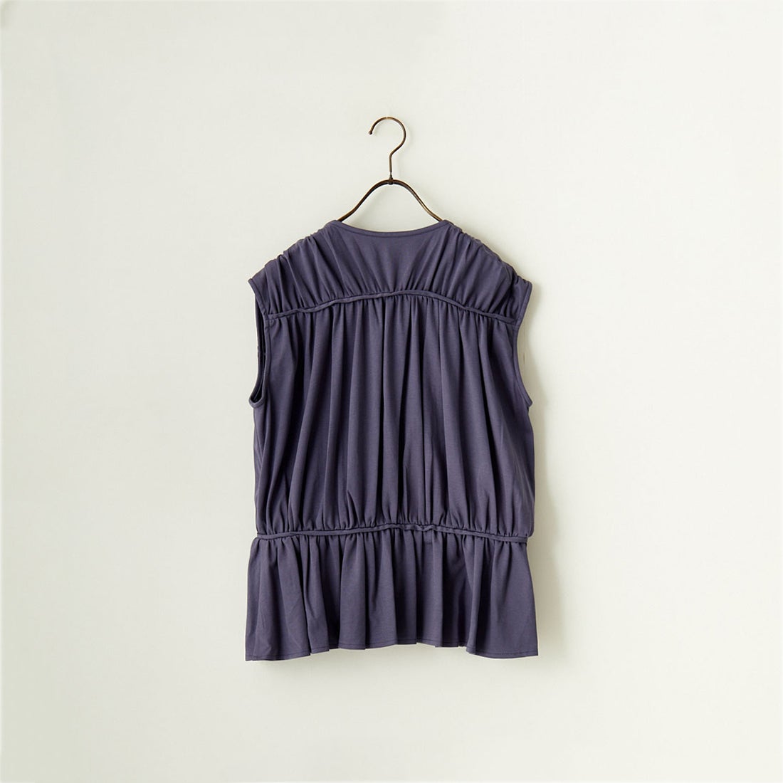 USINE [ユジーヌ] リボンギャザーTシャツ [2420803] BLUE GRAY