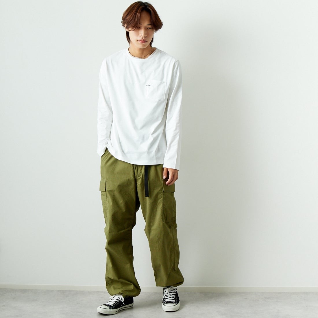 APCポケットロゴTシャツ A.P.C. [アー・ペー・セー] ロゴ刺繍 長袖ポケットTシャツ [POCKET-EMB